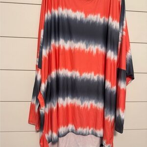Stylish Red and Black Tie-Dye Women's Top